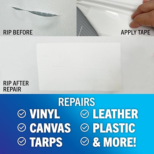 Better Boat Repair Tape for Fabric and Vinyl 30ft x 3in, White Waterproof Patch Tape for RV Awning Canvas Tent Tarp Sail Canopy Boat Cover, Heavy Duty