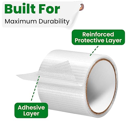 Awning Covers & Tarp Repair Tape - Waterproof Self Adhesive Patch Repair Kit | Patch Tapes for Awnings, Outdoor Canopies, Patio Window Awnings, Gazebos, Tents, RV, Canvas, Boat Covers (Clear Mesh, 3")