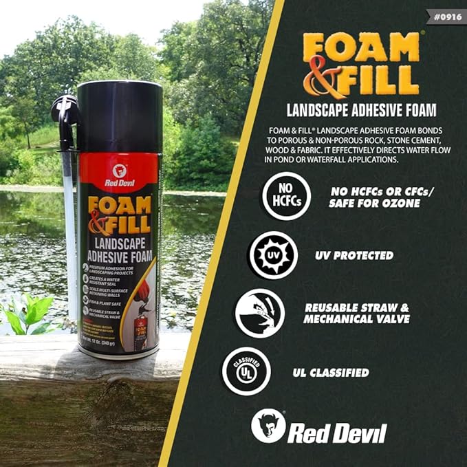 Red Devil 0916 Spray Foam & Fill Landscape Adhesive Foam, 12 oz. , Black