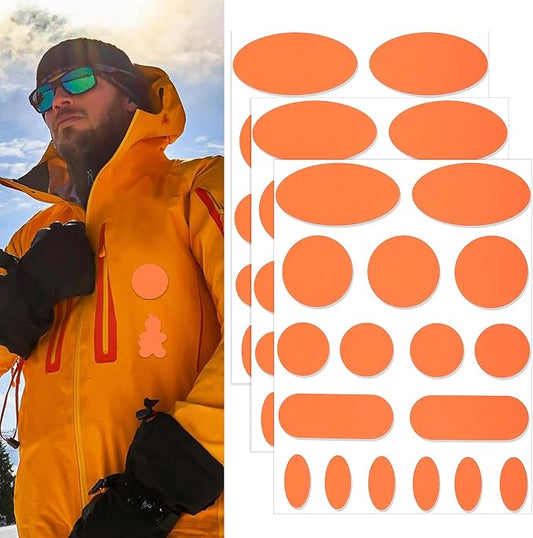 Waterproof Self-Adhesive Fabric Repair Tape - Tent Repair Kit,51pcs Nylon Fabric Patches for Tent, Jacket, Clothes, Puffer Down Jacket,Sleeping Bag, Outdoor Gear Tenacious Repairs Tape, Orange