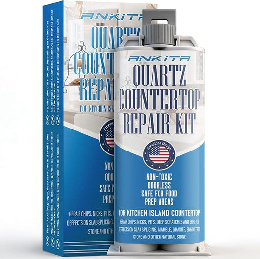 Quartz Countertop Repair Kit (White), Quick-Drying Quartz Repair Kit for Edge Chips, Cracks, Scratches, Nicks on Quartz, Granite, Marble, Porcelain and Other Natural Stone Surfaces