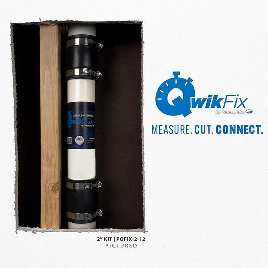 Fernco QwikFix Broken Pipe 4" Coupling Repair Kit for Plastic, Cast Iron and Steel Pipes in Black
