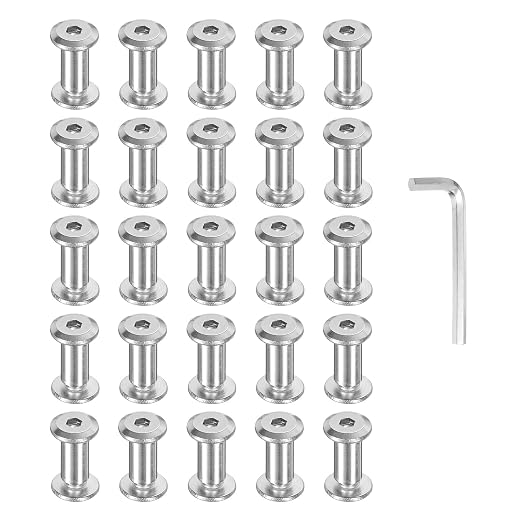 PATIKIL M4x4mm Hex Chicago Screws 5x10mm, 20Pcs 304 Stainless Steel Metric Hex Drive Socket Cap Binding Post Screw Posts for Scrapbook Leather Belt Album Furniture Repair, Silver