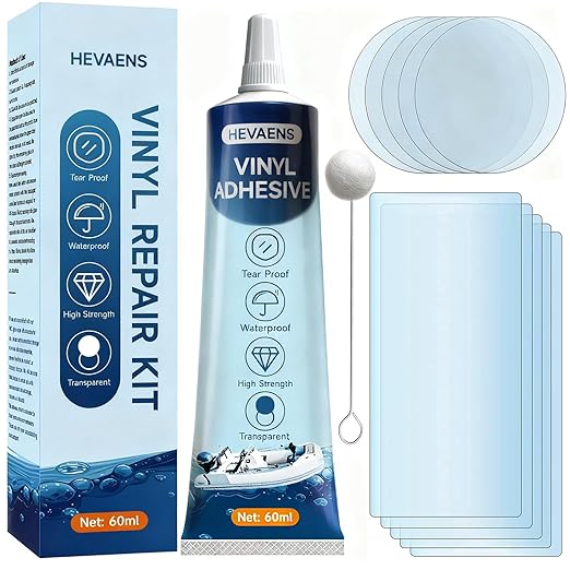 Air Mattress Patch Kit, Heavy Duty Inflatable Repair Kit for Air Mattress, Bounce House, Inflatable Toys, PVC Boat, Tent, Swimming Ring, UV- Resistant Waterproof TPU Pool Repair Glue, Heavy Duty