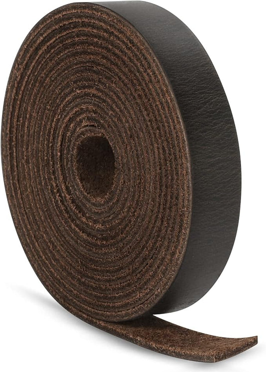 Ringsun 1/2 Inch Wide Flat Leather Straps for Crafts, Full Grain Leather Strips Cord String for Crafts, Tooling (2mm Thick 72.5 Inches Long Black Coffee)