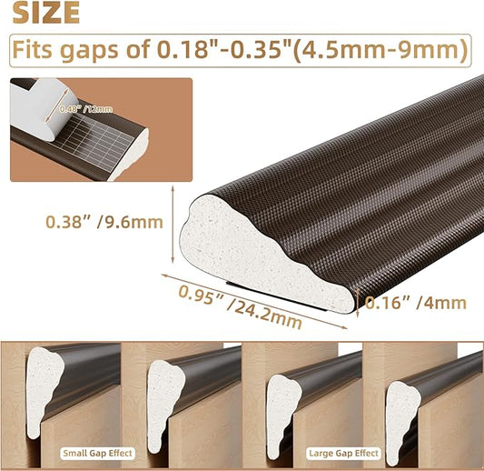 196” Wedge-Shape Foam Window Weather Stripping Door Seal Strip,Soundproofing Frame Insulation Tape for Exterior Front Door,Noise Cancelling Window Inserts,Door Gap Filler Light Blocker,Brown