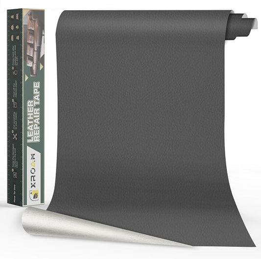 Leather Repair Tape, 16x79 inch Leather Patches for Furniture, Self Adhesive Leather Repair Patch for Sofas, Couches, Leather Covers, Seats, Chairs, Vinyl Repair Tape Dark Gray