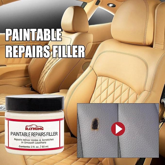 Alkyne Leather Filler,Leather Filling Paste,New Car Leather Filler Repair Cream,Leather Color Restorer Conditioner for Filling or Repairing Holes Scratches (2pcs)