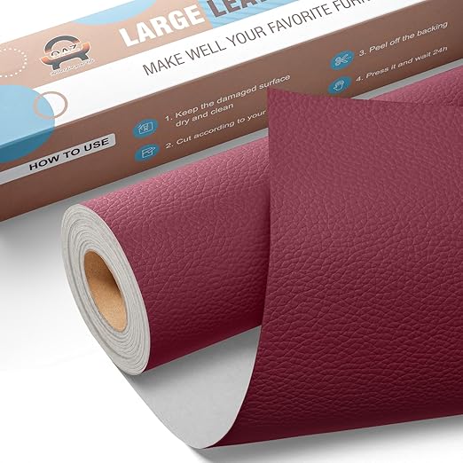 OAZ Leather Repair Kit for Furniture 16"x 31.5" Leather Tape Repair Patch Self Adhesive Sofa Vinyl Repair Patch Kit for Car Seat,Couch,Boat Seat,Chair - Burgundy