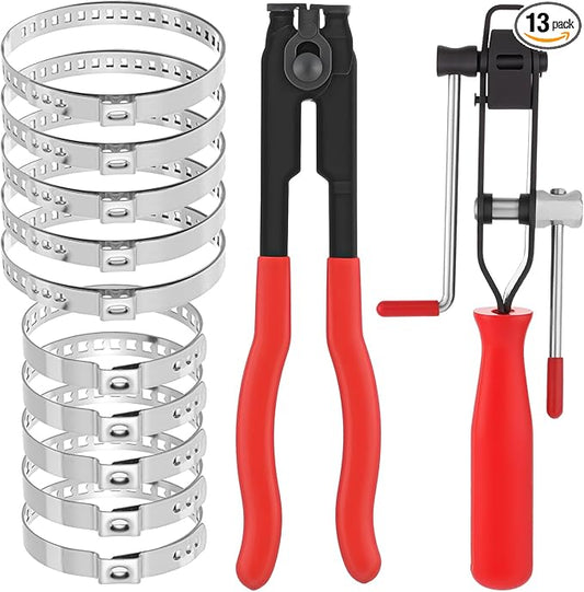 CV Joint Banding Boot Axle Clamp Pliers with 10 PCS Stainless Steel CV Joint Boot Band Clamps Automotive Boots Clamp Pliers Axle Boots Clamps for Most Cars