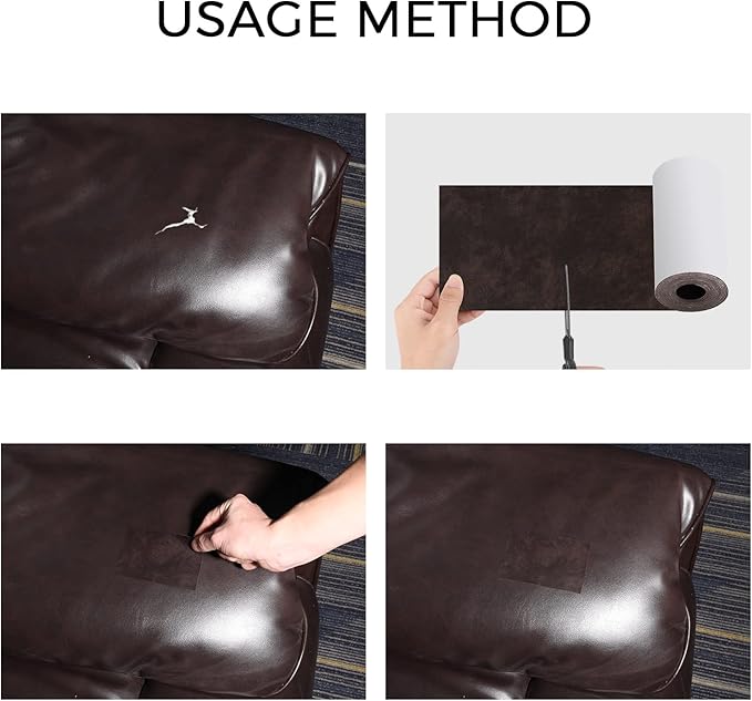 JDLUGH Sofa Leather Repair Patch Tape 3.5x60 Inch Self Adhesive Couch, Car Seat, Office Chair, Leather Furniture, Vinyl Repair Patch Kit for Furniture(3.5x60 Inch, Grey)
