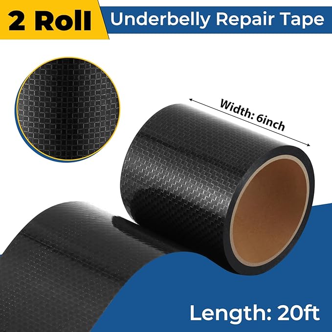 Pushglossy 2 Rolls RV Underbelly Tape 6" x 40 ft Waterproof Repair Belly Tape with Permanent Sealing Adhesive for Mobile Home, Camper Travel Trailer, RV Roof & Tear Repair Patch