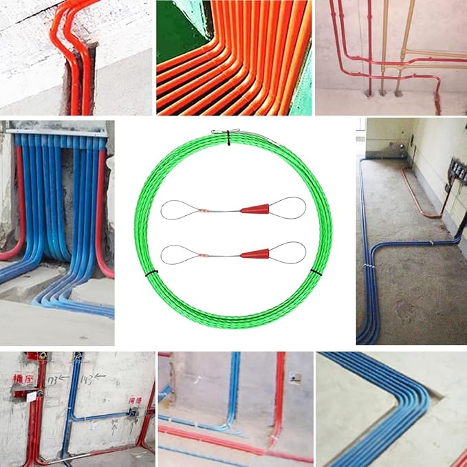 10M Fish Tape Rod Puller Cable Puller Wire Puller Fish Tape Cable Fastener Cable Puller Grip Cable Rod Cable Fish Tape with Fastener
