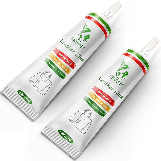 Leather Glue, 60g High Strength Special Leather Adhesive Clear Flexible Craft Repair Waterproof for Sofas, Car Seats, Purses (2 Pack)