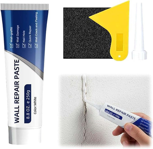 Drywall Repair Kit, White Wall Repair Paste, Multi-Functional Quick Drying Wall Mending Agent, for Cracks and Holes, with Scraper and Sandpaper