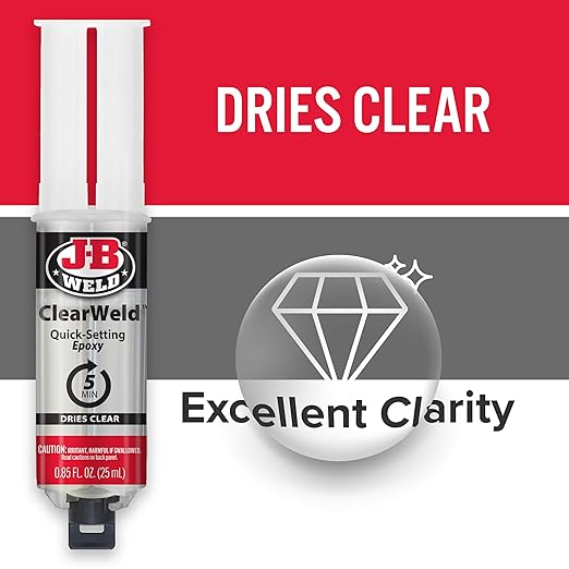 J-B Weld 50112 ClearWeld 5 Minute Set Epoxy Syringe - Clear - 25 ml, 25ml