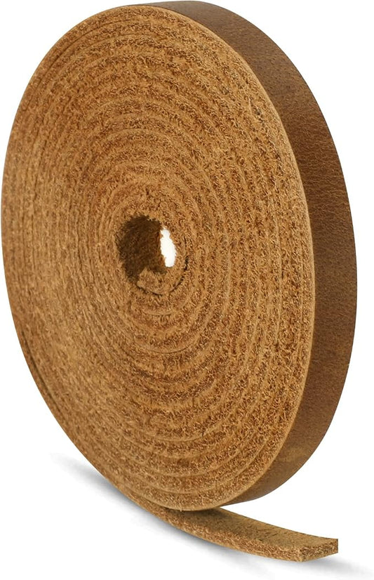 Ringsun 1/4 Inch Wide Flat Leather Strips for Crafts, Full Grain Leather Straps Cord String for Crafts, Tooling (2mm Thick 72.5 Inches Long Bourbon Brown)