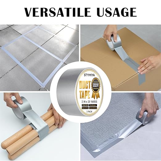 Silver Duct Tape Bulk Pack Heavy Duty: Wide Waterproof Outdoor Duck Furniture Repair Tape - Strong Adhesive Weather UV Resistant No-Residue Masking Tapes Patterns Variety Pack (6, Silver)