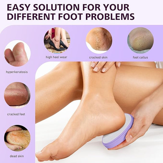 BALUCA Glass Foot File Callus Remover for Feet - Nano Glass Foot Scraper Scrubber Dead Skin Removal for Cracked Heels,Professional Pedicure Tool for Home, Salon, and Travel (Purple)