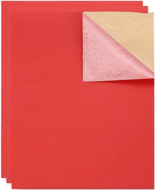 MECCANIXITY 5 Pcs Leather Repair Patch 10"x12" Self-Adhesive Leather Vinyl Repair Tape Kit for Furniture Couches Sofa Chair Car Boat Seats Jackets, Red