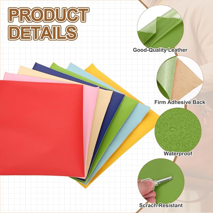 MECCANIXITY 5 Pcs Leather Repair Patch 10"x12" Self-Adhesive Leather Vinyl Repair Tape Kit for Furniture Couches Sofa Chair Car Boat Seats Jackets, Light Green