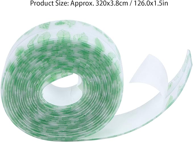 Caulk Tape, Sealing Strip Eco-Friendly PVC for Toilet Walls for Kitchens for Shower Rooms for Bathtubs(Transparent Verdant Green Leaves, Polar Animals)