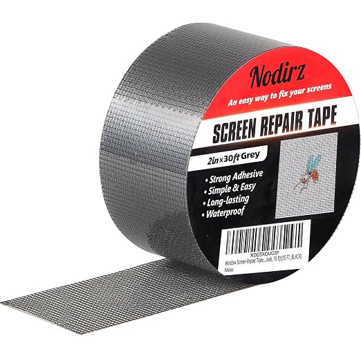 Window Screen Repair Tape, 2 in X 30 FT (360IN) Screen Repair Kit for Windows or Doors, Strong Adhesive Screen Patch Repair Kit Mesh Repair (Grey, 30 FT)