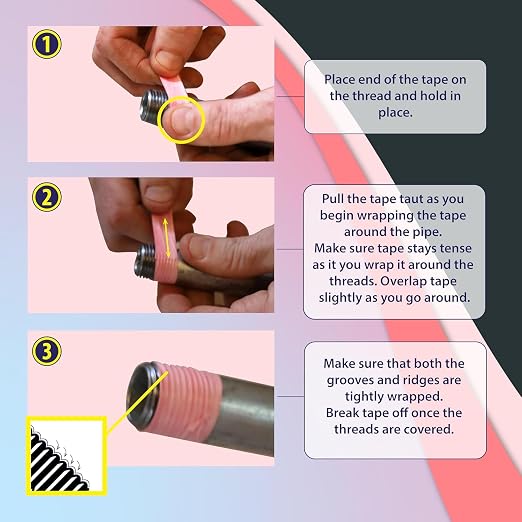 Gasoila Pink PTFE Thread Seal Tape – Professional-Grade, 1/2 Inch x 260 Inch, High-Density Thread Tape for Water Lines – Leak-Proof Seal, Non-Toxic (Pack of 24)
