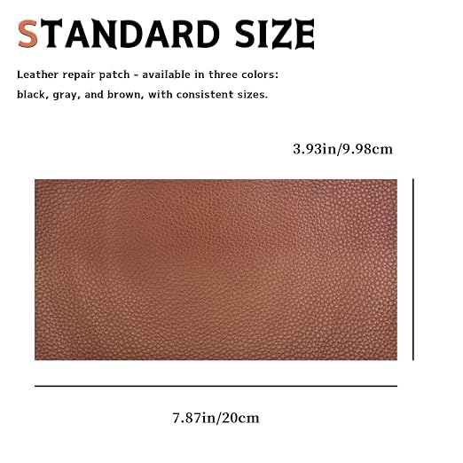 Brown Self-Adhesive Leather Repair Patch Tape Kit, 8 x 4 Inch Waterproof & Scratch-Resistant Leather Patches for Car Seat, Furniture, Couch, Sofa, Office Chair, Vinyl Repair Tape Kit