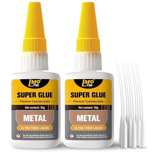 Metal Super Glue Liquid, 60g Clear Instant Thick CA Glue for Stainless Steel Aluminum DIY Crafts and Repairs, Fast Drying High Strength All Purpose Permanent Professional Cyanoacrylate Adhesives