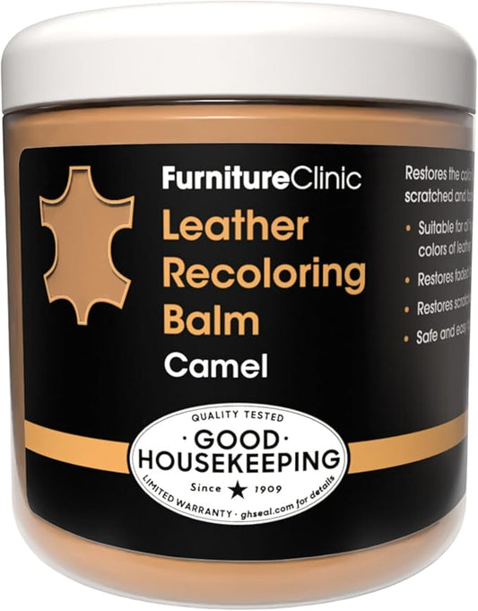 Furniture Clinic The Original Leather Recoloring Balm | Camel Leather Dye | Repair Scratched, Faded, & Worn Leather | Restore Your Leather Couches, Sofas, Car Seats, and Furniture | 250 ml / 8.5 fl oz
