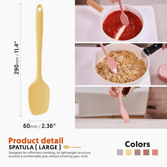 Platinum Silicone Spatula – BPA Free Silicone Spatula for Cooking – Heat Resistant Cooking Utensils for Non Stick Pans – One-Piece Spoonula for Baking, Mixing & More – Kitchen Scraper 11.4” Yellow
