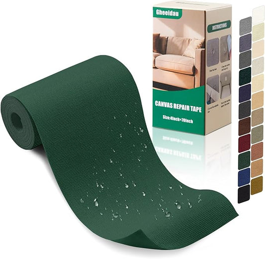 Gheeidau Canvas Repair Tape 4×70 Inch Waterproof Self-Adhesive Fabric Repair Patch for Repairing Boat Covers,Tents,Patio Umbrellas,Car Seats,Luggage,Sofas.(Dark Green)