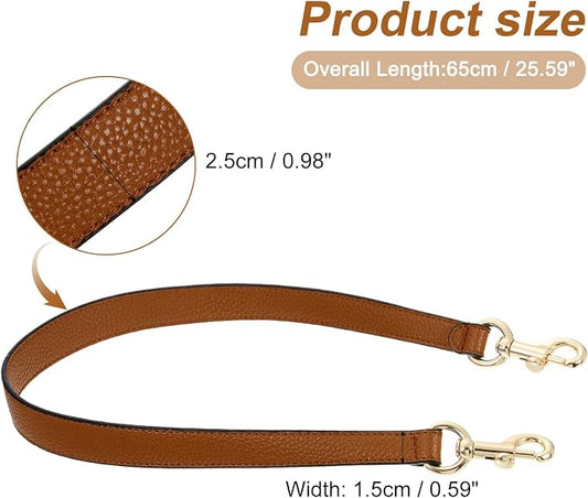 uxcell 25.59 Inch PU Leather Short Bag Strap with Clasp, Purse Handles Handbags Replacement Straps for Clutch Bag Underarm Bags, Brown, Gold Buckle