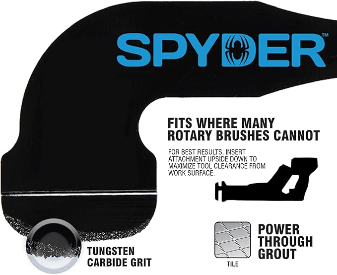 Spyder Grout Remover Tool, Accessory for Reciprocating Saws, for Grout Joints 3/16-3/4" (100264)