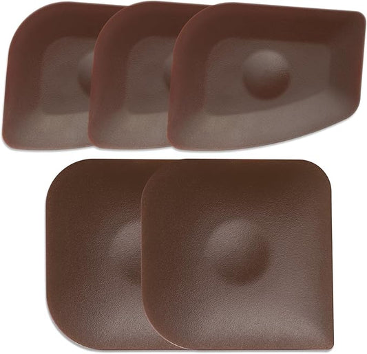 Pan Scraper 5PCS Plastic Scraper Set,Food Scraper Tool for Cast Iron, Pot and Pan Cleaning,Pan Scraper Tool for Cleaning Grease Burnt Food,Scraper Tool Kitchen (5, Coffee brown)