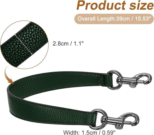 uxcell 14.17 Inch PU Leather Short Bag Strap with Clasp, Purse Handles Handbags Replacement Straps for Clutch Bag Underarm Bags, Dark Green, Grey Buckle