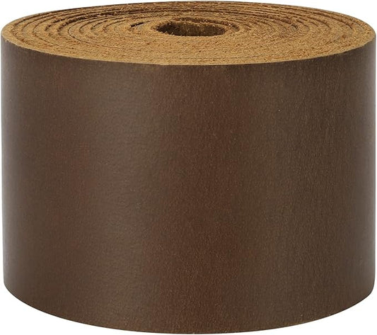 Ringsun 2 Inches Wide Flat Leather Straps for Crafts, Full Grain Leather Strips for Crafts, Tooling (2mm Thick 72.5 Inches Long Dark Brown)