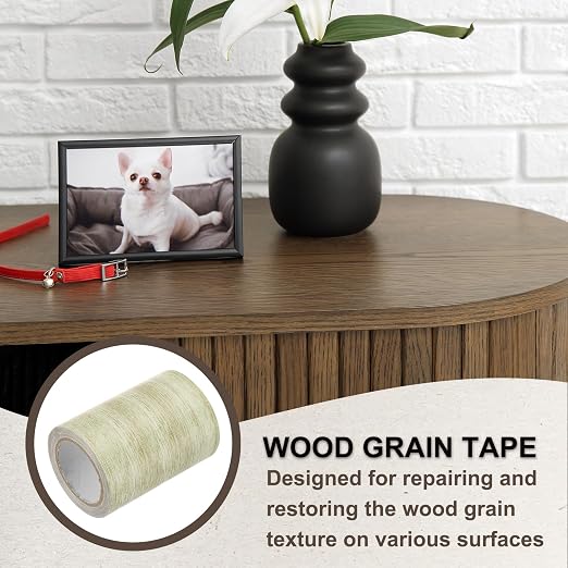 PATIKIL Wood Grain Tape 3.1" x 15 Ft, Self-Adhesive Wood Texture Repair Tape Realistic Wood Effect Contact Paper Patch for Furniture Cabinets Floor Walls Home Decoration, Grey Oak