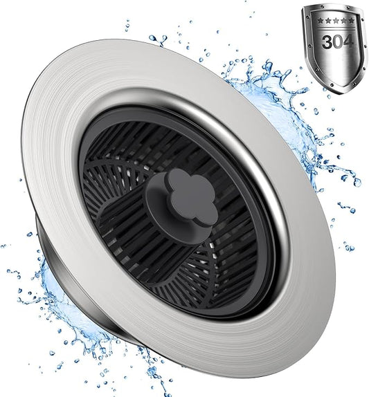 Widened 3 in 1 Kitchen Sink Drain Strainer & Stopper Kit, 304 Stainless Steel Pop Up Kitchen Sink Stopper with Extra Strainer Basket, Fast Drainage Kitchen Sink Plug for US Standard 3-1/2 Inch Drain