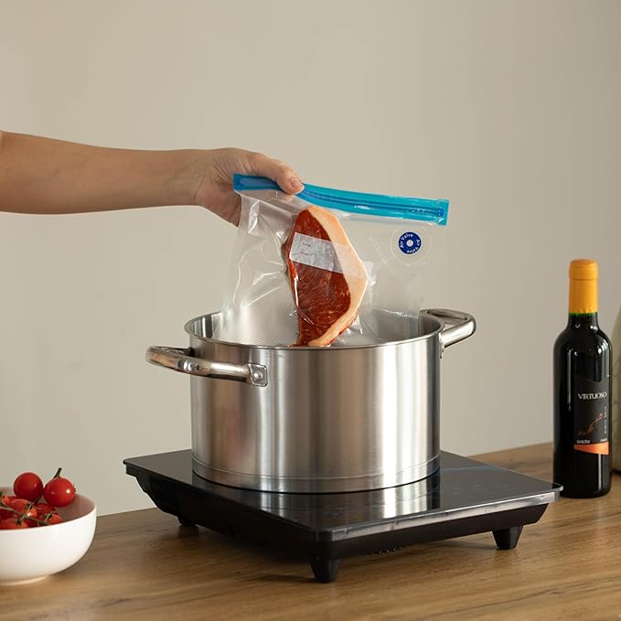 Basicwise 7-inch Cordless Handheld Vacuum Food Bag Sealer with Rechargeable Battery Ideal for Food Storage Sous Vide Meal Prep Keeps Fruits Vegetables Meat and Leftovers Fresh and Flavorful Longer