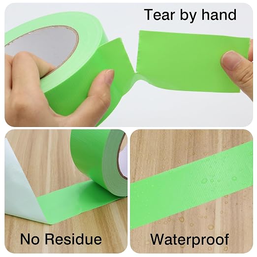 Heavy Duty Duct Tape 2 Inch X 33 Yards, Multi Purpose Grass Green Duct Tape, No Residue, Waterproof and Tear by Hand - for Repairs, Industrial, Professional Use