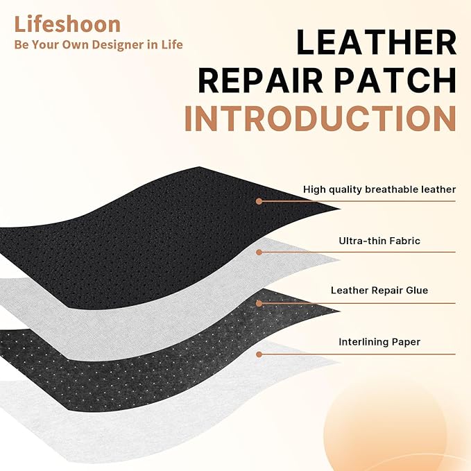 Lifeshoon Leather Repair Patch, 17X79 Inch Breathable Perforated Self Adhesive Leather Repair Tape, Large Vinyl Patch Kits for Couch, Furniture, Sofa, Car Seat, Office Chairs （Beige, 17X79 Inch）