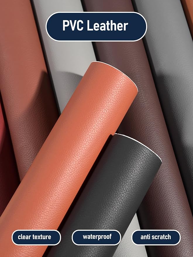 Leather Repair Kit for Furniture, 16x118 inch Self Adhesive Leather Repair Patch for Couches, Chairs, Car Seats, Cabinets, Handbags, Waterproof and Wear-Resistant Vinyl Repair Kit, Grey