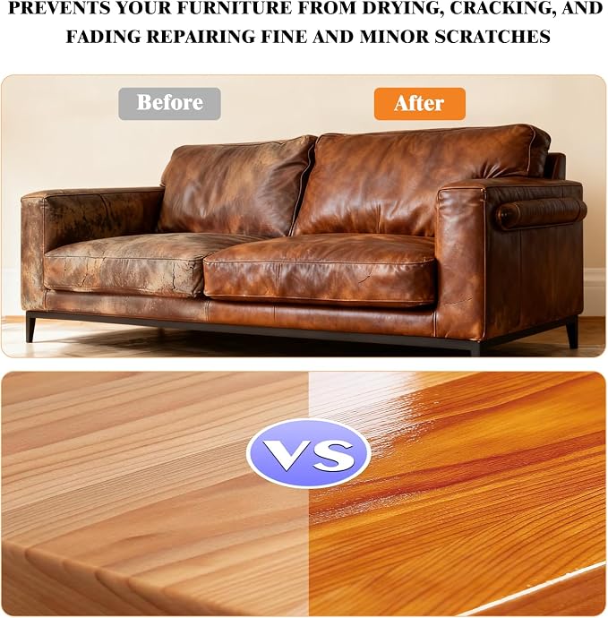 Furniture Salve for Leather (8oz), Polisher, Moisturizer and Restorer for Couches and Furniture - Conditioner for Leather, Wood, Bags, Car Seats, Jackets, Vinyl, Leather Repair Salve