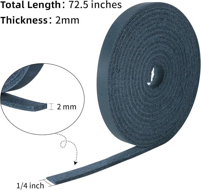 Ringsun 1/4 Inch Wide Flat Leather Strips for Crafts, Full Grain Leather Strap Cord String for Crafts, Tooling (2mm Thick 72.5 Inches Long Blue)
