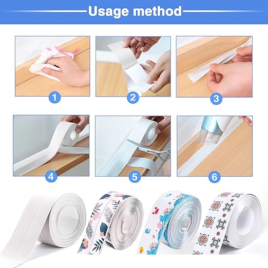 Self Adhesive Sealing Tape, Bathroom Waterproof Sealing Strip, Traditional Sealant Substitute, Suitable for Kitchen, Bathtub, Bathroom, Wall Corner, Decoration and Renovation (A, 1.5" x 10Ft)