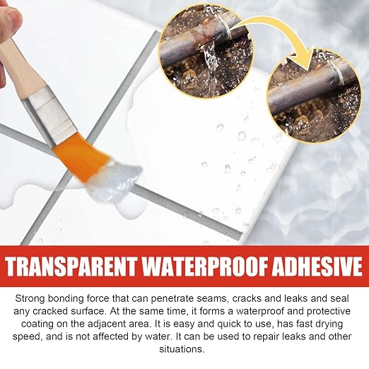 Transparent Waterproof Coating,Invisible Waterproof Indoor and Outdoor Clear Sealant for Roofs, Walls, Shower,Garden, Basement,Leak Prevention and Repair Agent (2)