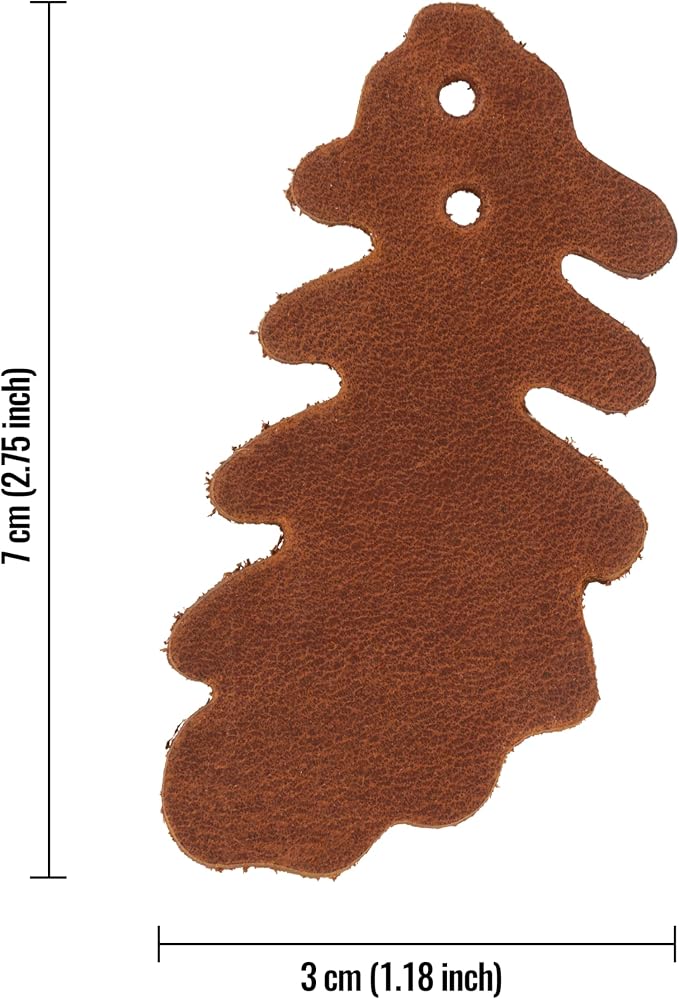 Set of 10 Leather Leaves Patches – 7x3 cm (2.75x1.18”) – Handmade Leather Labels – 1.6 mm Thick – Handmade Tags for Crochet - Leathers Tags - DIY Craft Appliques for Sewing, Repair & Decoration