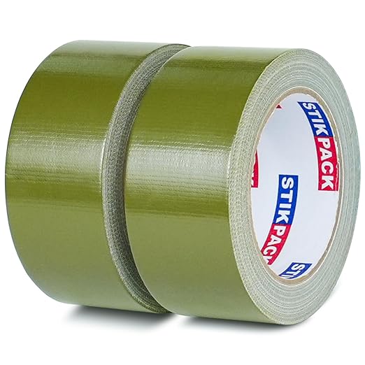 Colored Duct Tape, 2 Rolls Heavy Duty Olive Green Duct Tape 9 Mil x 2 Inch x 25 Yards Flexible, Strong, No Residue, Waterproof and Tear by Hand, Multi-Use for Indoor & Outdoor Repairs